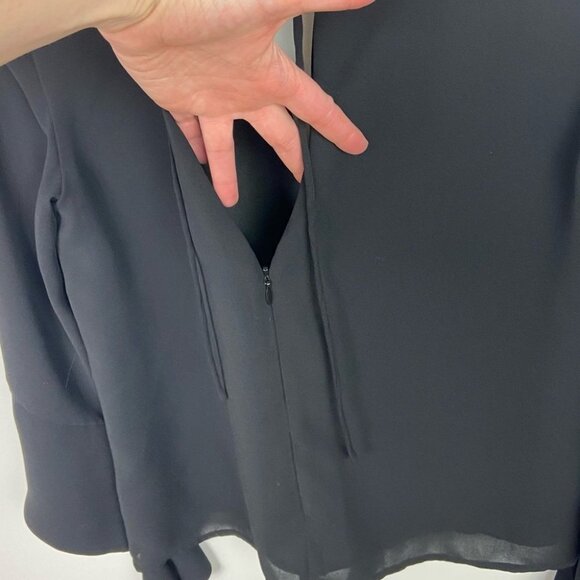 Revolve C/MEO Gossamer Spelt Out Long‎ Sleeve Black Top Size Small Bell Sleeve S - Picture 7 of 15